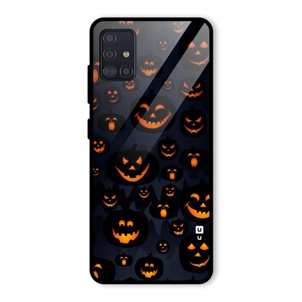 Pumpkin Smile Pattern Glass Back Case for Galaxy A51