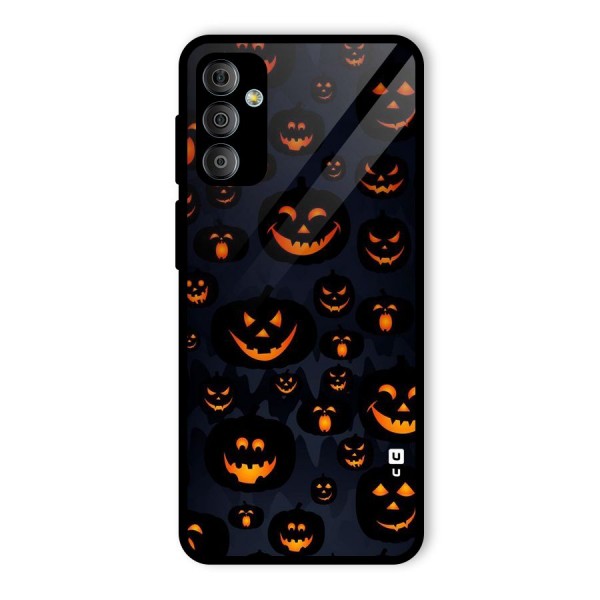 Pumpkin Smile Pattern Glass Back Case for Galaxy F23