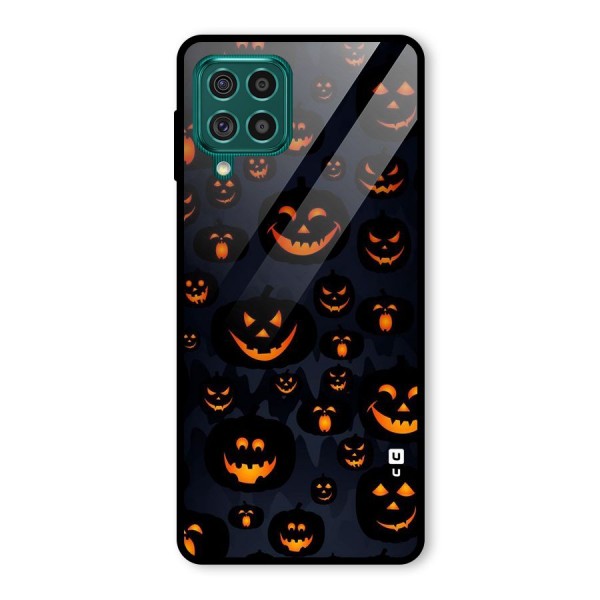 Pumpkin Smile Pattern Glass Back Case for Galaxy F62