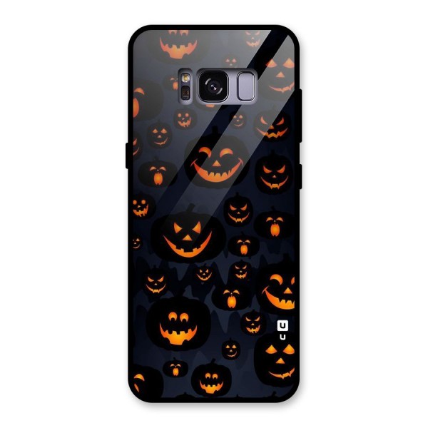 Pumpkin Smile Pattern Glass Back Case for Galaxy S8