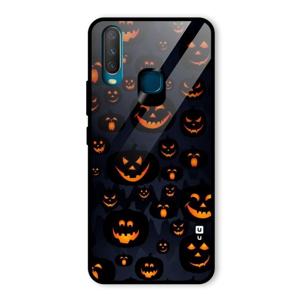 Pumpkin Smile Pattern Glass Back Case for Vivo Y12