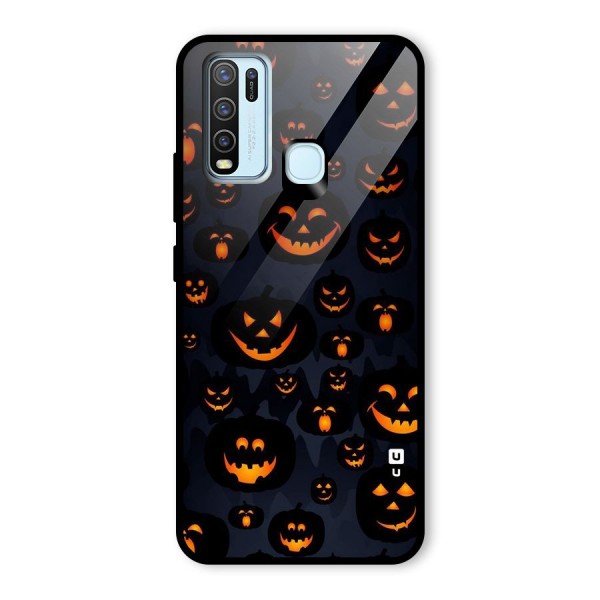 Pumpkin Smile Pattern Glass Back Case for Vivo Y30