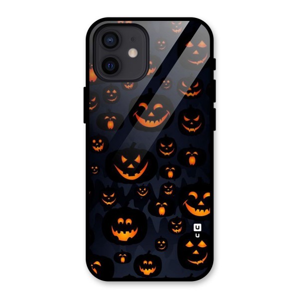 Pumpkin Smile Pattern Glass Back Case for iPhone 12