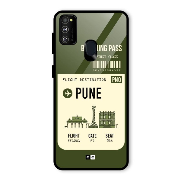 Pune Boarding Pass Glass Back Case for Galaxy M21