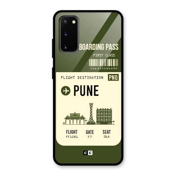 Pune Boarding Pass Glass Back Case for Galaxy S20