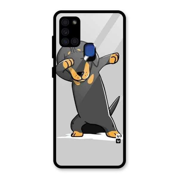 Puppy Dab Glass Back Case for Galaxy A21s