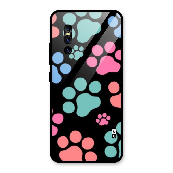 Puppy Paws Glass Back Case for Vivo V15 Pro