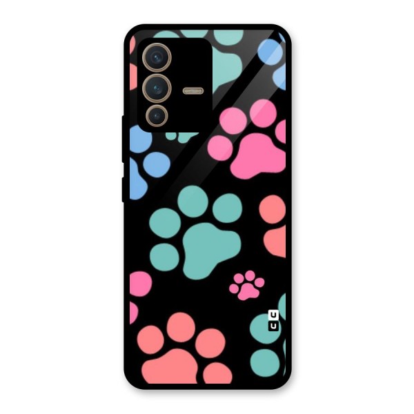 Puppy Paws Glass Back Case for Vivo V23 5G