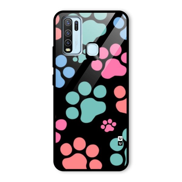 Puppy Paws Glass Back Case for Vivo Y30