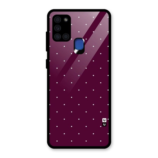 Purple Polka Glass Back Case for Galaxy A21s