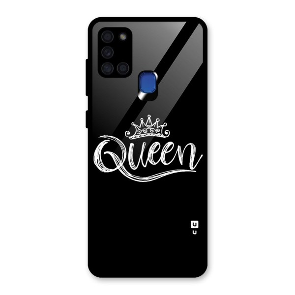 Queen Crown Glass Back Case for Galaxy A21s