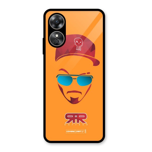 Raftaar Orange Glass Back Case for Oppo A17