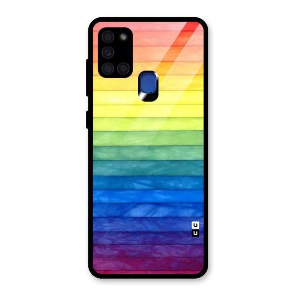 Rainbow Colors Stripes Glass Back Case for Galaxy A21s