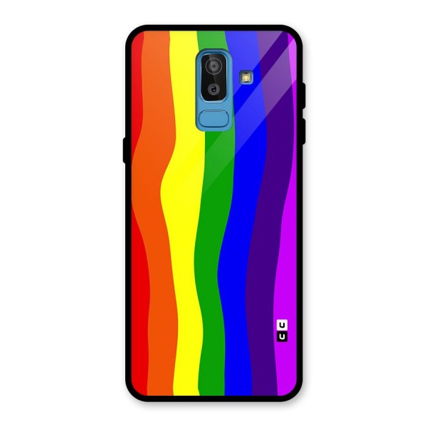 Rainbow Curves Glass Back Case for Galaxy J8