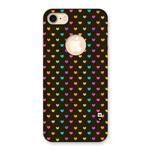 Rainbow Hearts Back Case for iPhone 8 Logo Cut