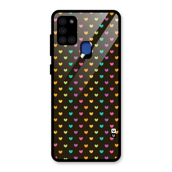 Rainbow Hearts Glass Back Case for Galaxy A21s