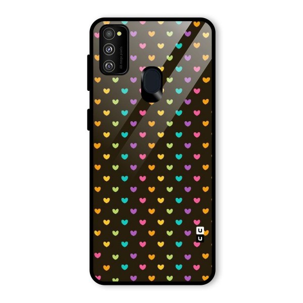 Rainbow Hearts Glass Back Case for Galaxy M21