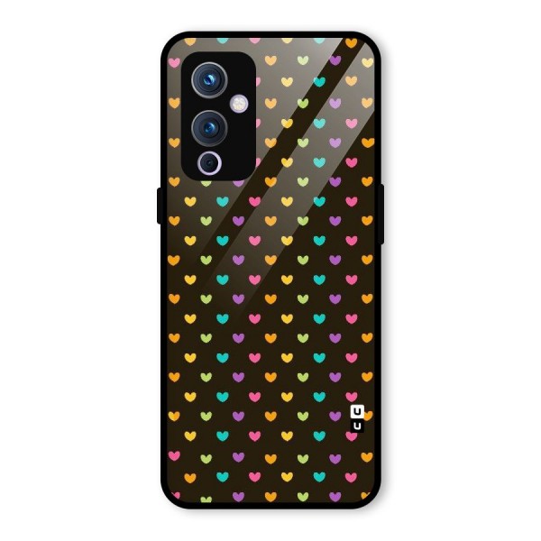 Rainbow Hearts Glass Back Case for OnePlus 9