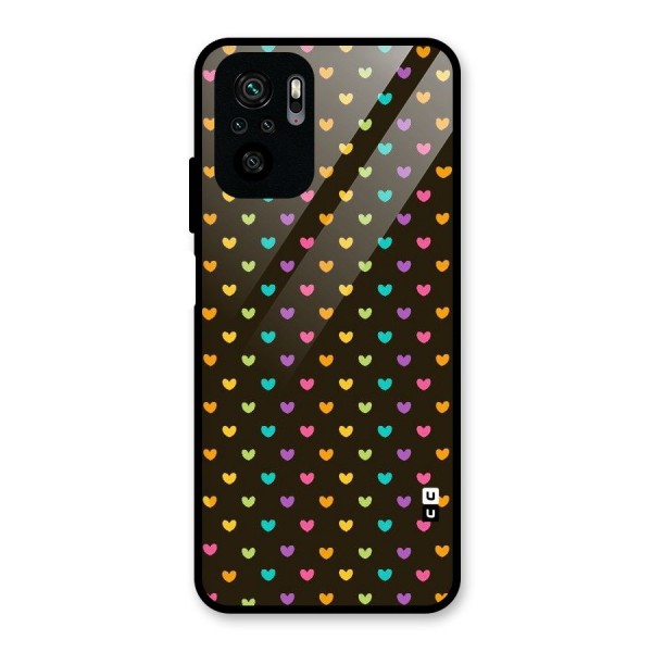 Rainbow Hearts Glass Back Case for Redmi Note 10