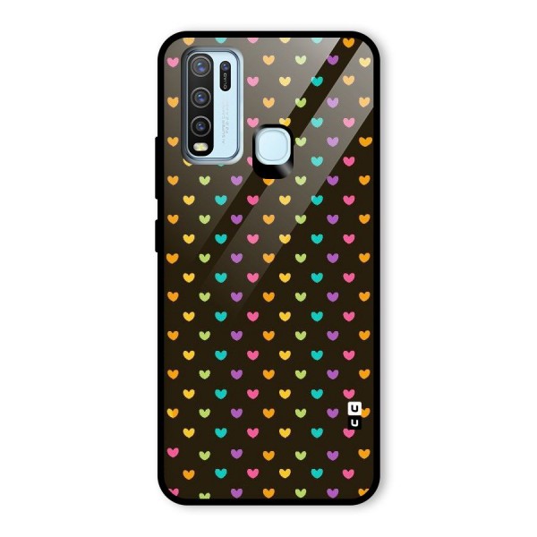 Rainbow Hearts Glass Back Case for Vivo Y30