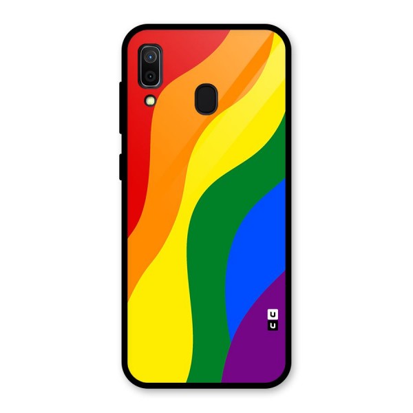 Rainbow Slant Curves Glass Back Case for Galaxy A30