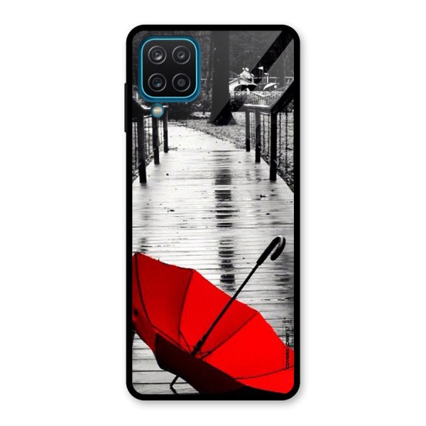 Rainy Red Umbrella Glass Back Case for Galaxy A12