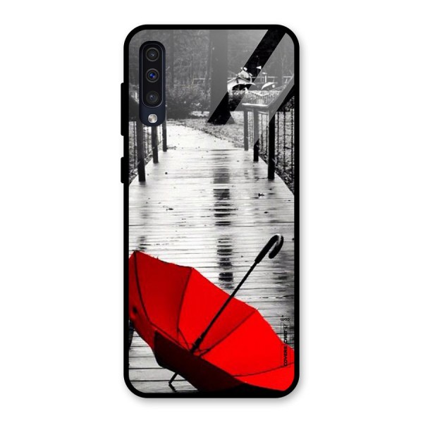 Rainy Red Umbrella Glass Back Case for Galaxy A50s