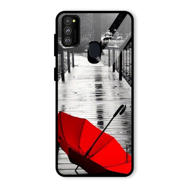 Rainy Red Umbrella Glass Back Case for Galaxy M21