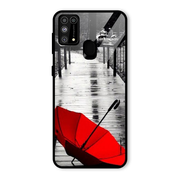 Rainy Red Umbrella Glass Back Case for Galaxy M31