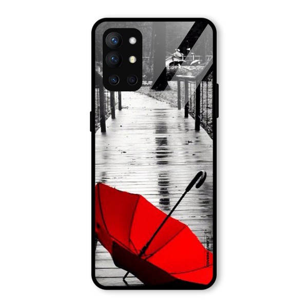 Rainy Red Umbrella Glass Back Case for OnePlus 9R