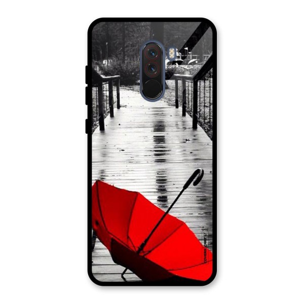 Rainy Red Umbrella Glass Back Case for Poco F1