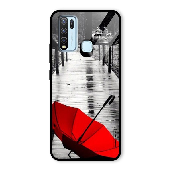 Rainy Red Umbrella Glass Back Case for Vivo Y30