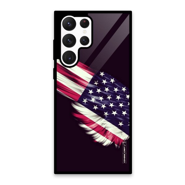 Red And White Stripes Stars Glass Back Case for Galaxy S22 Ultra 5G