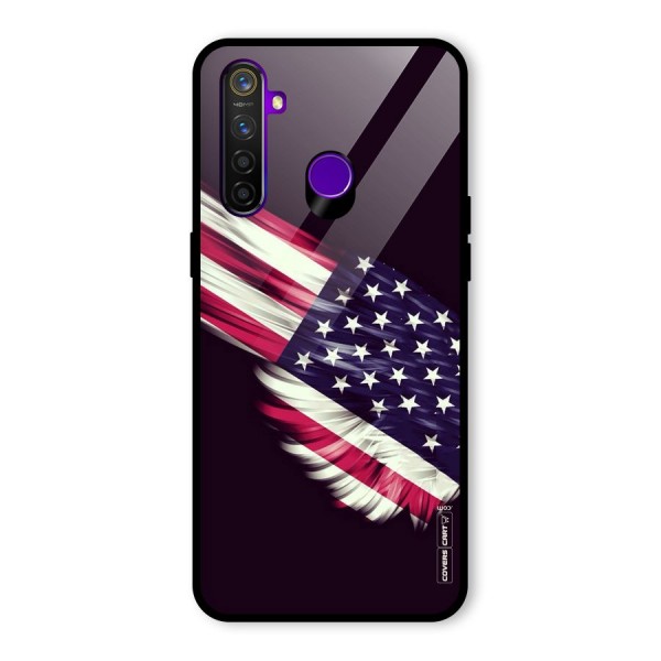 Red And White Stripes Stars Glass Back Case for Realme 5 Pro