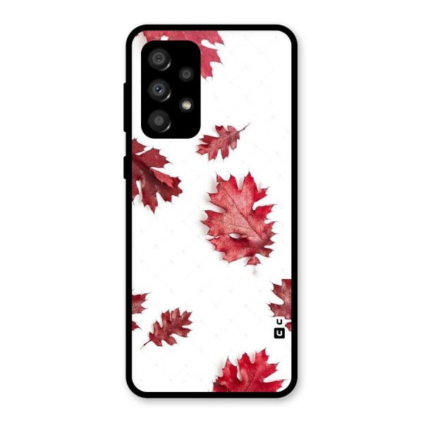 Red Appealing Autumn Leaves Glass Back Case for Galaxy A32