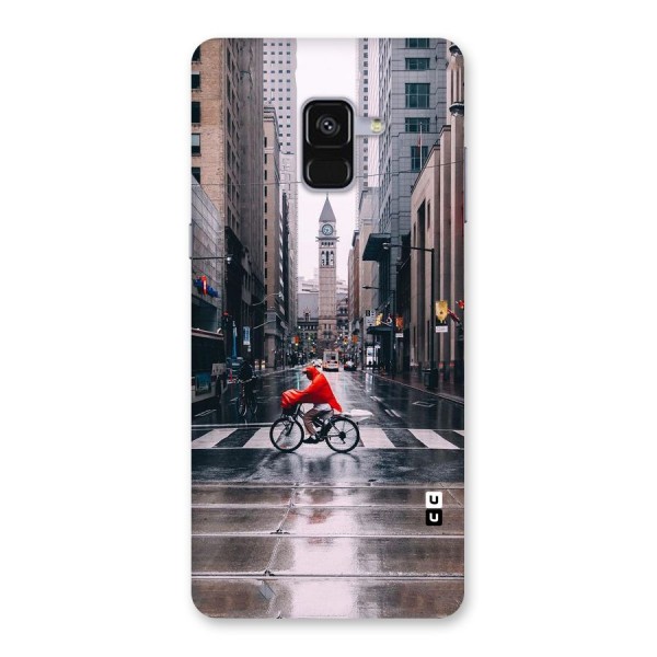 Red Bicycle Street Back Case for Galaxy A8 Plus