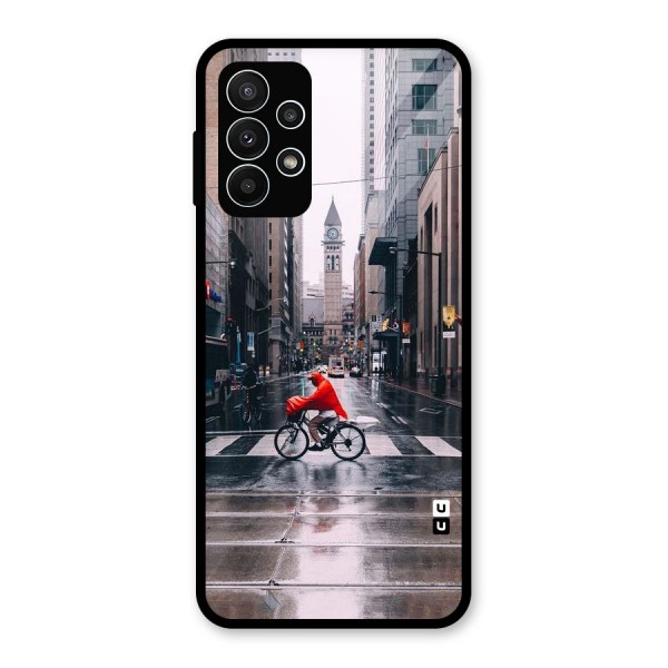 Red Bicycle Street Glass Back Case for Galaxy A23