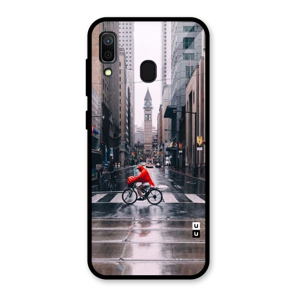 Red Bicycle Street Glass Back Case for Galaxy A30