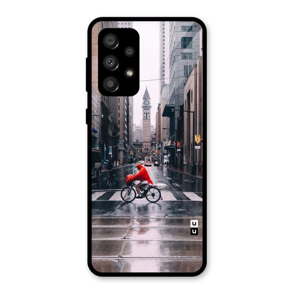 Red Bicycle Street Glass Back Case for Galaxy A32