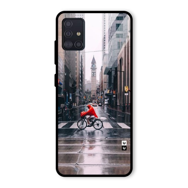 Red Bicycle Street Glass Back Case for Galaxy A51