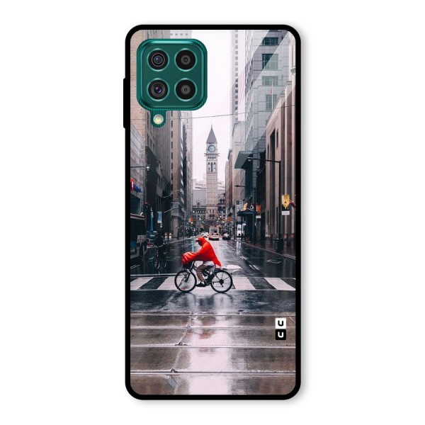 Red Bicycle Street Glass Back Case for Galaxy F62