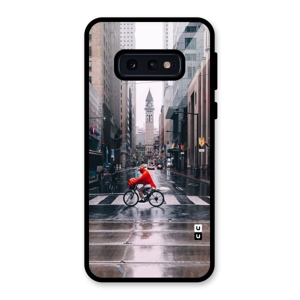 Red Bicycle Street Glass Back Case for Galaxy S10e