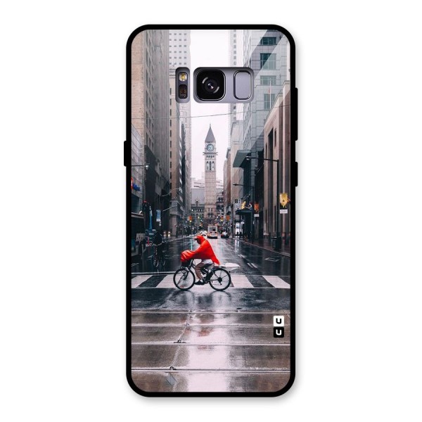 Red Bicycle Street Glass Back Case for Galaxy S8