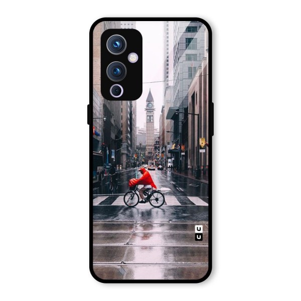 Red Bicycle Street Glass Back Case for OnePlus 9