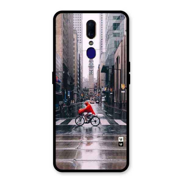 Red Bicycle Street Glass Back Case for Oppo F11