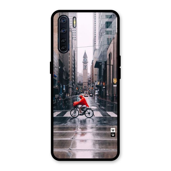 Red Bicycle Street Glass Back Case for Oppo F15