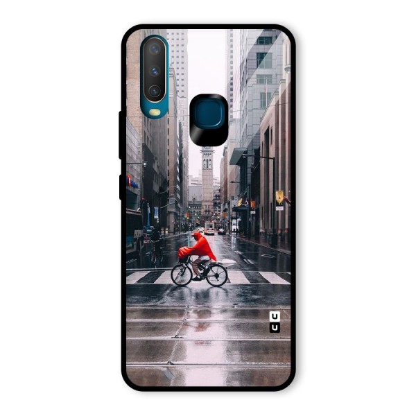 Red Bicycle Street Glass Back Case for Vivo Y12