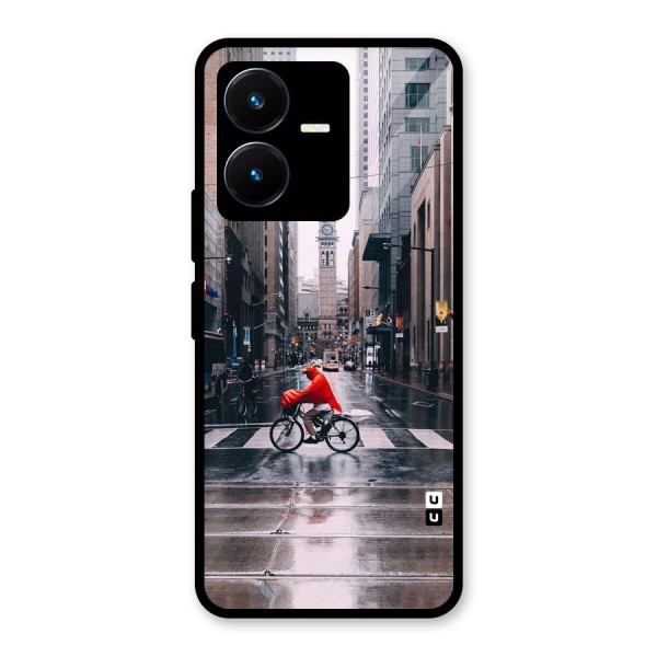 Red Bicycle Street Glass Back Case for Vivo Y22