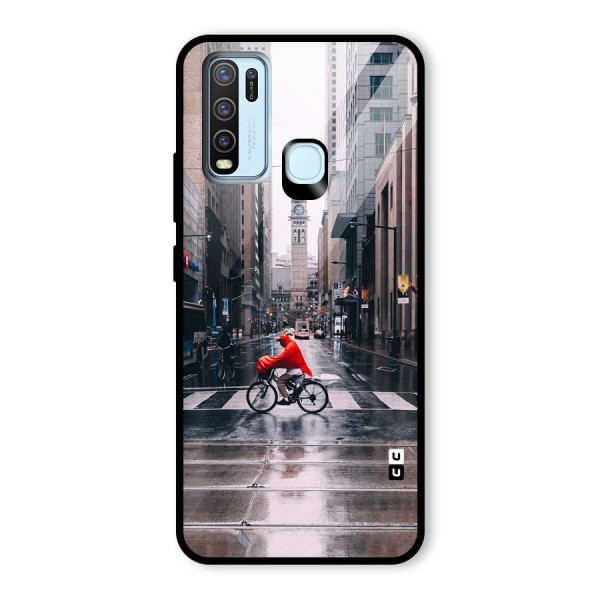 Red Bicycle Street Glass Back Case for Vivo Y30