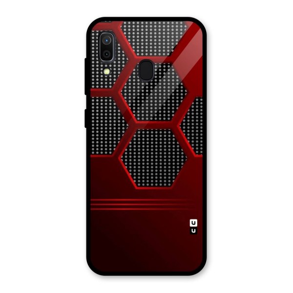 Red Black Hexagons Glass Back Case for Galaxy A30